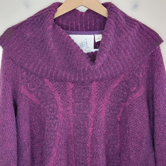 NWT Anthropologie Angel of the North | Burgundy Cowl Neck Sweater Size Medium - Picture 2 of 8